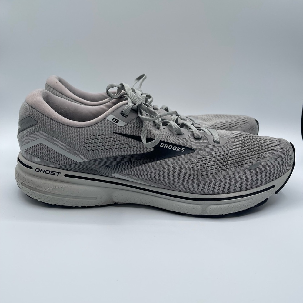 Brooks Ghost 15 Mens 14 Shoes Gray Running Walking Sneaker Gym 1103931D098